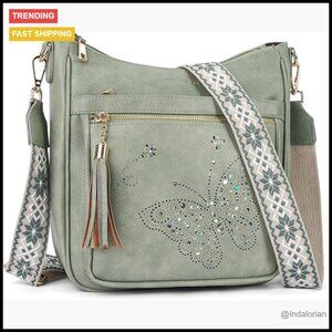 Medium Vegan Leather Crossbody Bag Adjustable Strap Multi-Pocket Chic